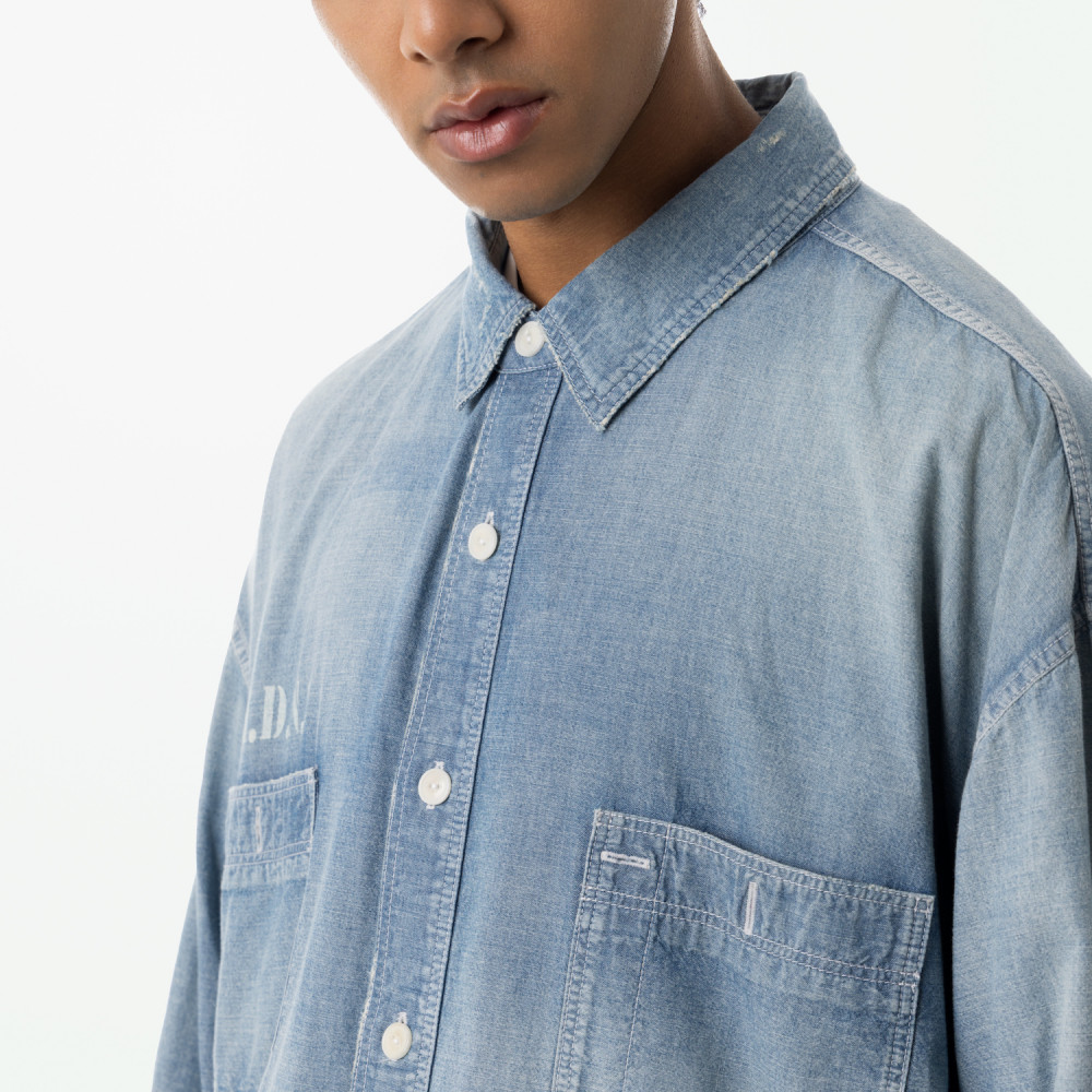 MADNESS HARD AGING CHAMBRAY NEP BD SHIRT | MADNESS